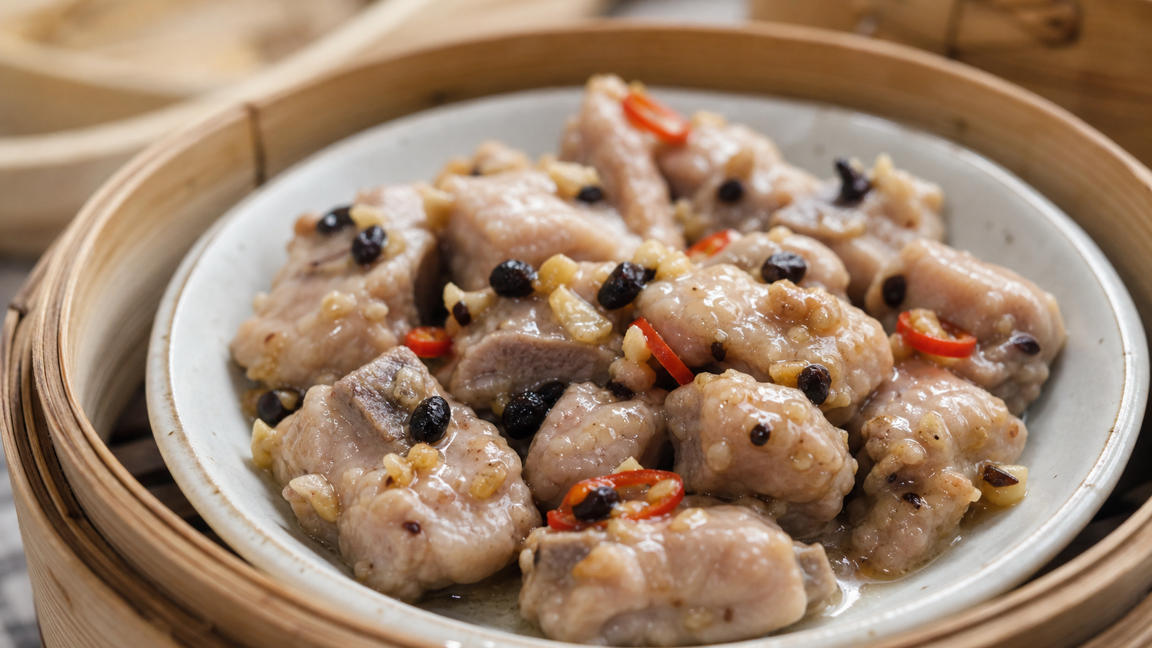 Tender Cantonese steamed spare ribs with fermented black beans and garlic